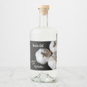 Étiquette de bouteille d'huile d'ail blanc de troi (Devant)