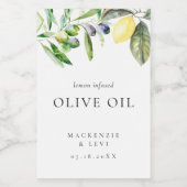 Étiquette de bouteille d'huile d'olive au citron à (Étiquettes simples)