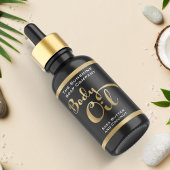 Étiquette de bouteille d'huile pour corps noir et