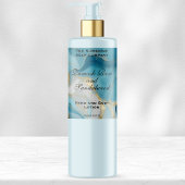 Étiquette de bouteille en marbre bleu et huile d'o