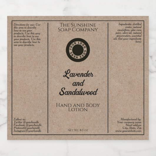 Étiquette de bouteille en papier Kraft avec logo (Étiquettes simples)