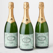 Étiquette de bouteille en parchemin vert avec cadr (Bouteilles)