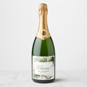 Étiquette de bouteille florale de verdure tropical