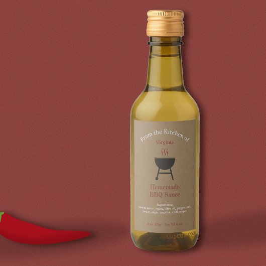 Étiquette de bouteille Kraft & Rustic Barbecue Sau