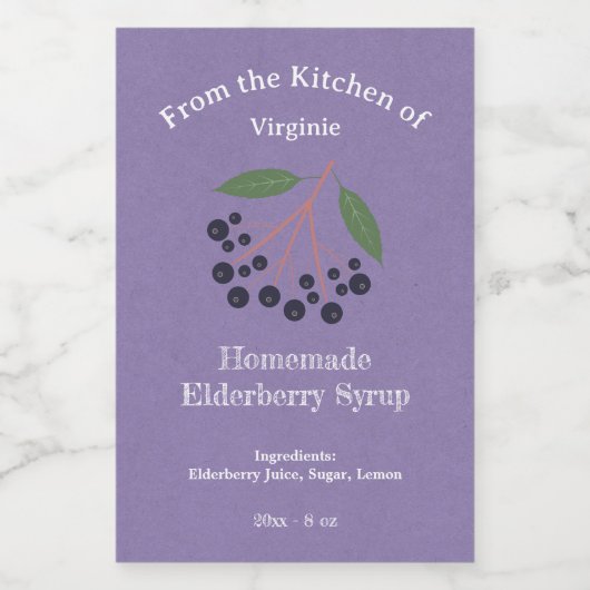 Étiquette de bouteille Kraft & Rustic Elderberry (Étiquettes simples)