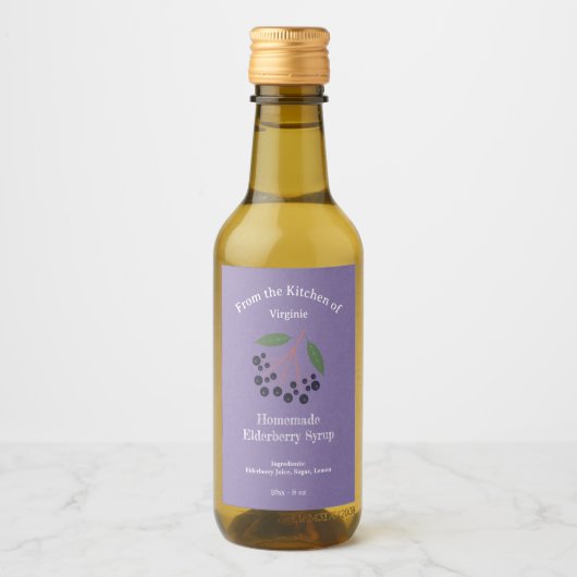 Étiquette de bouteille Kraft & Rustic Elderberry (Devant)