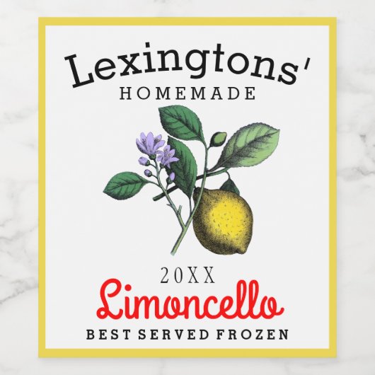 Étiquette de bouteille Liquor Limoncello customisé (Étiquettes simples)