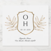 Étiquette de bouteille Mariage Monogram Gold Crest (Étiquettes simples)