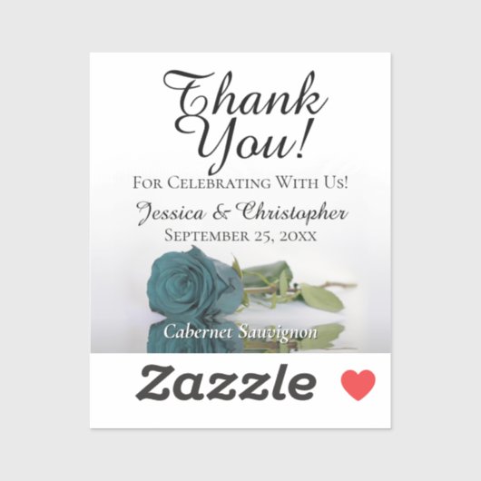 Étiquette de bouteille miniature de mariage Teal R (Feuille)