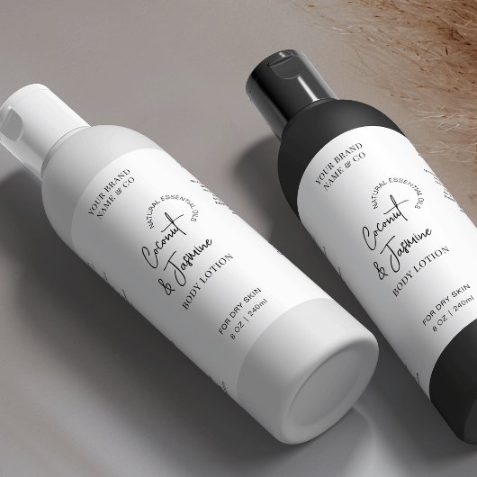 Étiquette de bouteille minimaliste noir blanc 8 OZ