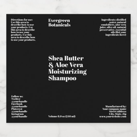 Étiquette de bouteille moderne noir imperméable co (Étiquettes simples)