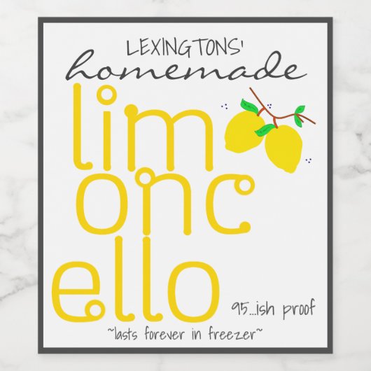 Étiquette de bouteille personnalisé Limoncello fai (Étiquettes simples)