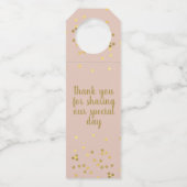 Étiquette de bouteille pour mariage rose poudré et (Dos)