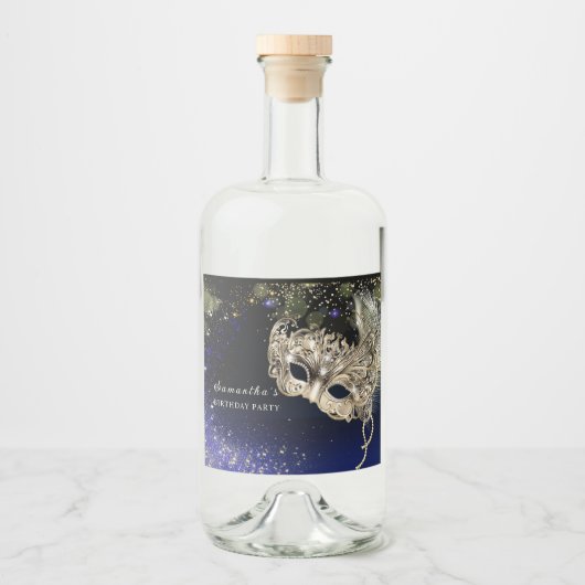 Étiquette de Bouteille pour Soirée Masquée Élégant (Devant)