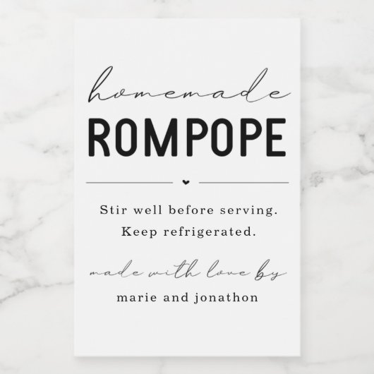 Étiquette de bouteille romphe maison (Étiquettes simples)