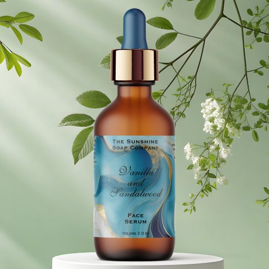 Étiquette de bouteilles de gouttelettes à huile bl