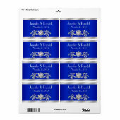 Étiquette de bouteilles de vin bleu et argent (Feuille entière)