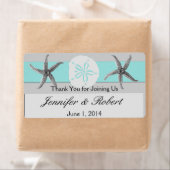 Étiquette de bouteilles d'eau Aqua et Grey Band Ma (En situation)