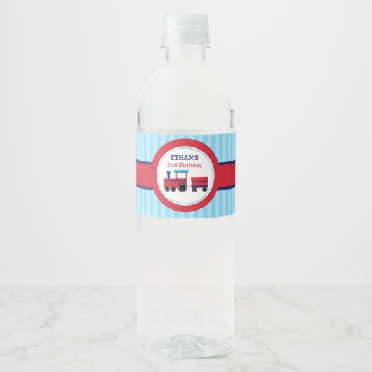 Étiquette de bouteilles d'eau du train (Marine et  (Devant)