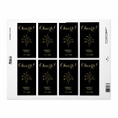 Étiquette de bouteilles en or et noir feux d'artif (Feuille entière)