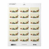 Étiquette de branche fleurie bordeaux oiseaux sarc (Feuille entière)