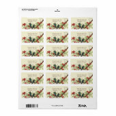 Étiquette de Branche Fleurie Bordeaux Oiseaux Sarc (Feuille entière)
