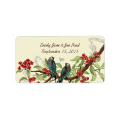 Étiquette de branche fleurie de Bourgogne oiseaux  (Devant)