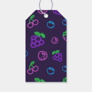 Étiquette de cadeau à motif de baies néon