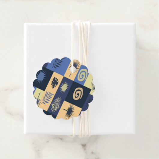 Étiquette de cadeau abstraite bleue (En situation)