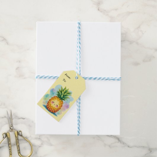 Étiquette de cadeau ananas joyeux (Avec de laficelle)