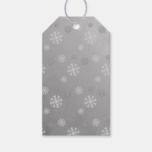 Étiquette de cadeau Argent Chute de Neige