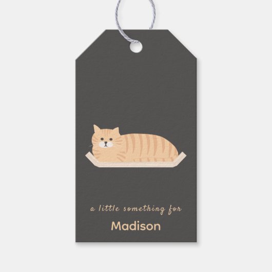 Étiquette de cadeau avec chat roux mignon et desig (Devant)