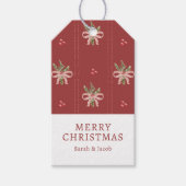 Étiquette de cadeau avec nœuds de Noël rustiques (Devant)