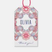 Étiquette de cadeau boho avec fleurs et volutes (Devant)