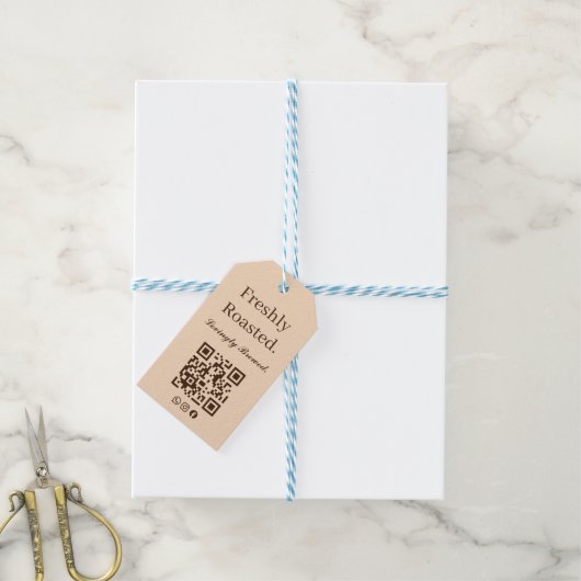 Étiquette de Cadeau Café Torréfié Frais et Infusé (Avec de laficelle)