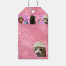 étiquette de cadeau chat mémé éthérée scintillante