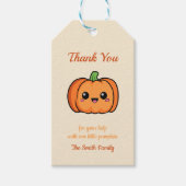 Étiquette de Cadeau Citrouille Mignonne Merci (Devant)