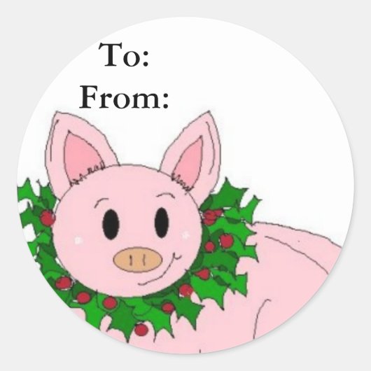 Étiquette de cadeau cochon de fête (Devant)