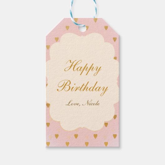 Étiquette de cadeau Cœurs dorés et filles chic ros (Devant)