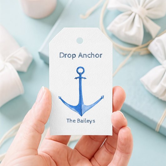 Étiquette de Cadeau d'Ancre de Bateau Rustique