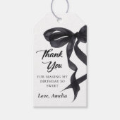 Étiquette de cadeau d'anniversaire à nœud noir Coq (Devant)