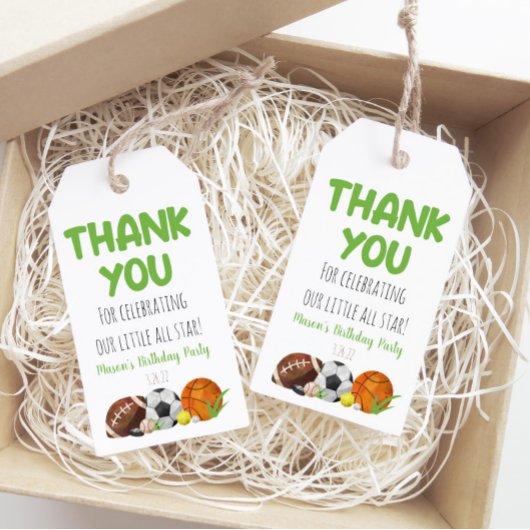 Étiquette de cadeau d'anniversaire à thème de spor