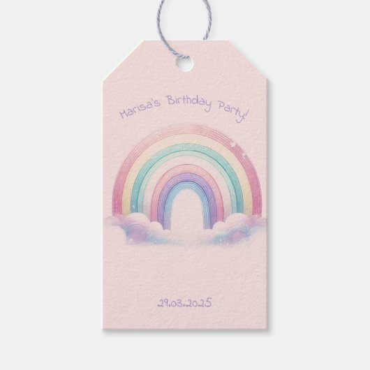 Étiquette de cadeau d'anniversaire arc-en-ciel pas (Devant)