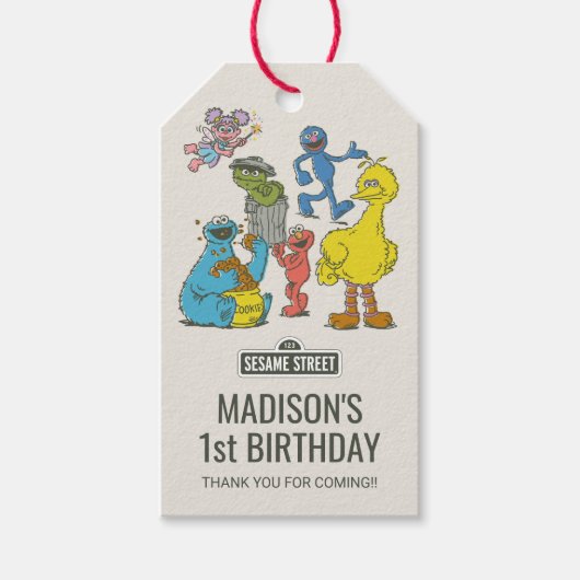 Étiquette de cadeau d'anniversaire avec personnage (Devant)