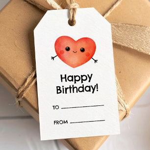 Étiquette de cadeau d'anniversaire avec un cœur so