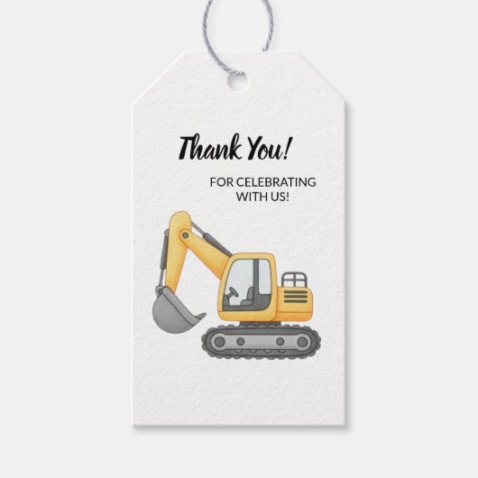Étiquette de cadeau d'anniversaire de construction (Devant)