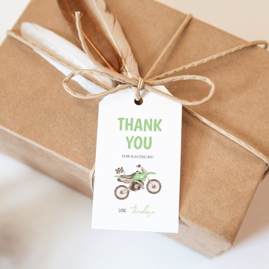 Étiquette de cadeau d'anniversaire de moto de terr