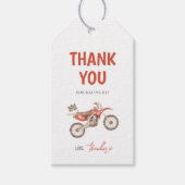 Étiquette de cadeau d'anniversaire de moto en terr (Devant)