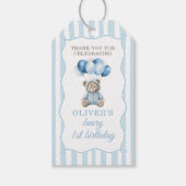 Étiquette de cadeau d'anniversaire Ourson Ballons (Devant)