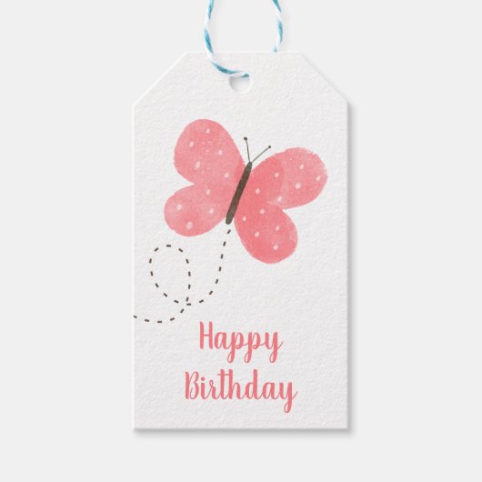 Étiquette de cadeau d'anniversaire papillon (Devant)